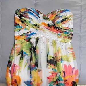 Floral strapless dress